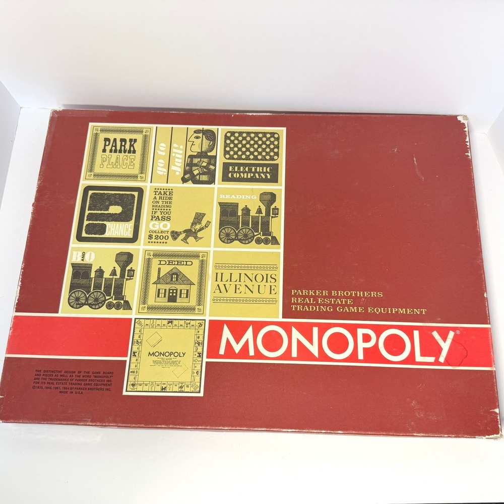 Vintage 1961 Monopoly Board Game Parker Brothers Red Box Edition Complete USA